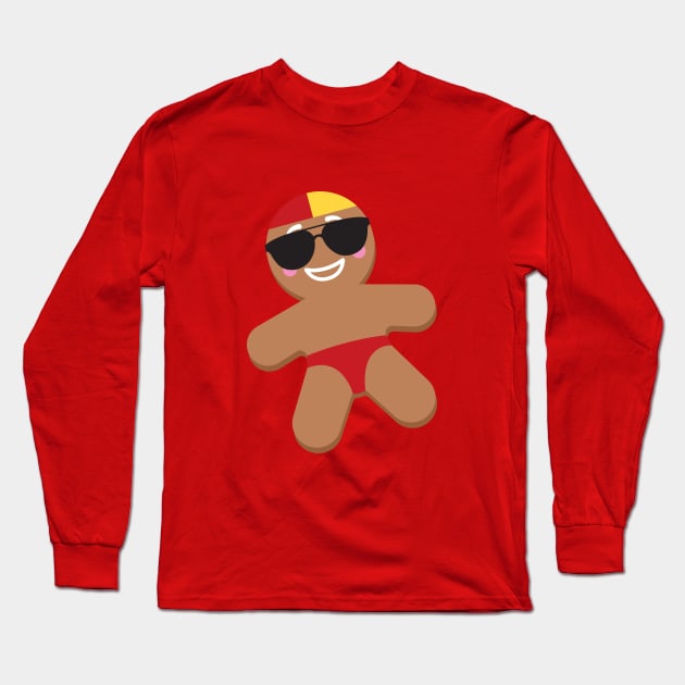 Christmas gingerbread man surf lifesaver Long Sleeve T-Shirt by creativemonsoon